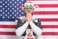 It is unreal. Patriotic decoration ideal for celebrating. winter holidays. american xmas party. Christmas greeting from