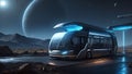 unreal spaceship bus stop on an alien world.ai generated
