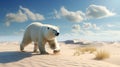 Unreal Wonders: Polar Bear Trekking in an AI-Generated Desert Landscape