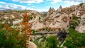 Unreal world of Cappadocia. Colorful Pigeon valley. Uchisar village located, Nevsehir Province in the Cappadocia region of Turkey Royalty Free Stock Photo