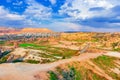 Unreal world of Cappadocia, Fairy Chimneys in Red Love Valley, Thousand of cave dwellings were carved out of the soft volcanic