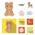 An unrealistic cartoon,flat animal icons in set collection for design. Toy animals vector symbol stock web illustration. Royalty Free Stock Photo