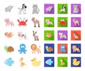 An unrealistic cartoon,flat animal icons in set collection for design. Toy animals vector symbol stock web illustration. Royalty Free Stock Photo