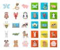 An unrealistic cartoon,flat animal icons in set collection for design. Toy animals vector symbol stock web illustration. Royalty Free Stock Photo