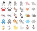 An unrealistic cartoon,monochrom animal icons in set collection for design. Toy animals vector symbol stock web Royalty Free Stock Photo