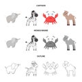 An unrealistic cartoon,outline,monochrome animal icons in set collection for design. Toy animals vector symbol stock web Royalty Free Stock Photo
