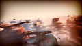 Unrealistic space landscape of brown tones, 3d rendering, fiction