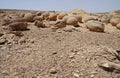 Unreally spherical rocks in Nahal Keidar reserve, South Israel, sunset time