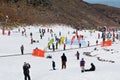 Unrecognisable people skiing on Mount Ruapehu