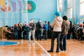 Unrecognizable Belarusian secondary school pupils girls watching