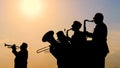 Brass band playing wind instruments Royalty Free Stock Photo