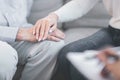 Unrecognizable elderly couple holding hands at doctor Royalty Free Stock Photo
