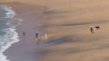 Unrecognizable family walking along the beach