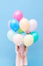 Unrecognizable Girl Holding Balloons Royalty Free Stock Photo