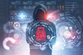 Unrecognizable hacker, security, HUD