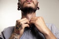 Unrecognizable hipster man with tattoos Royalty Free Stock Photo