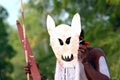 Unrecognizable Indigenous Australians aboriginal man dancing a cultural ceremony dance