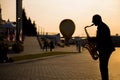 Saxophonist silhouette playing saxophone