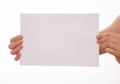 Unrecognizable man holding an empty sheet of paper Royalty Free Stock Photo