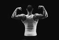 Unrecognizable man shows strong back muscles closeup Royalty Free Stock Photo