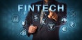 Unrecognizable Manager Touching FINTECH Onscreen Royalty Free Stock Photo