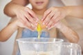 All we need is one egg. an unrecognizable parent and child baking together at home. Royalty Free Stock Photo