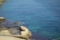 Valletta, Malta - October 25, 2019: Bathing in the blue sea