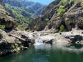 Unrecognizable people in the Chassezac gorges in Lozere district in France