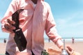 Unrecognizable shaved ice street vendor on the beach in Masachapa, Nicaragua, Central America. Concept of lifestyle and