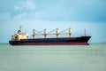 unrecognizable ship, an oil tanker sailing through Red Sea along coast of Yemen. transportation of goods important for global Royalty Free Stock Photo