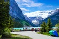 Unrecognizable Visitors at Lake Louise in Banff National Park, Alberta, Canada Royalty Free Stock Photo