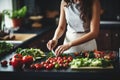 Unrecognizable woman cooking in kitchen healthy food, dieting concept, healthy lifestyle