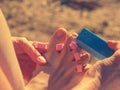 Woman pedicure outdoor Royalty Free Stock Photo