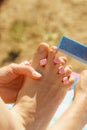 Woman pedicure outdoor Royalty Free Stock Photo