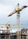 Unrecognizable workers on construction site