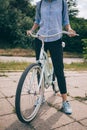 Unrecognizable young female in casual outfit Royalty Free Stock Photo