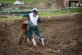 Unrecognized athlete riding a sports motorbike on a motocross racing