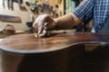 Artisan Making Guitar Royalty Free Stock Photo