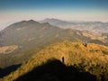 Unrecognized people on mountain summit trekking - freedom Royalty Free Stock Photo