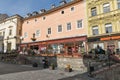 Andrey Kmet street in Banska Stiavnica, Slovakia. Royalty Free Stock Photo