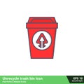Unrecycle trash bin icon in smooth style, with pixel perfect and editable stroke eps 10