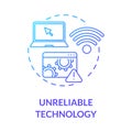 Unreliable technology concept icon