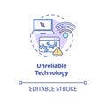 Unreliable technology concept icon