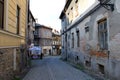 Unrenovated buildings in the old town street, Bielsko-Biala, Poland