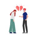 Unrequited, One Sided Love, Broken Heart, Teenage Puberty Problems Concept Vector Illustration Royalty Free Stock Photo