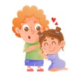 Unrequited, One Sided Love, Cute couple flirting. Sticky girl. Concept Vector Illustration
