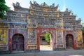 Unrestored ancient gate of Imperial City Hue, Vietnam. Gate of the Forbidden City of Hue.