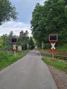 Unrestricted level crossing on an old railway line Royalty Free Stock Photo