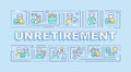 Unretirement text with multicolor thin line icons