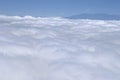 unrise above clouds from airplane window Royalty Free Stock Photo